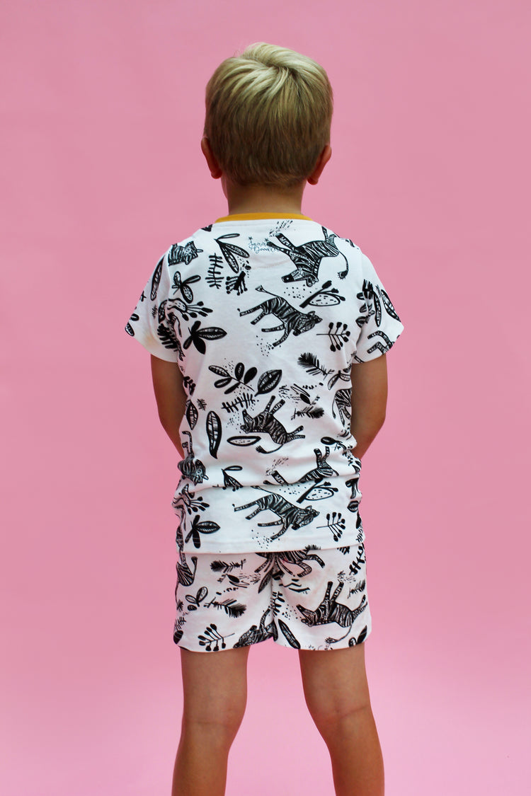 Organic Zebra Shortie PJs by Jammie Doodles - White