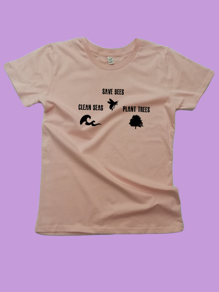Save Bees, Plant trees, clean seas Organic Shirt