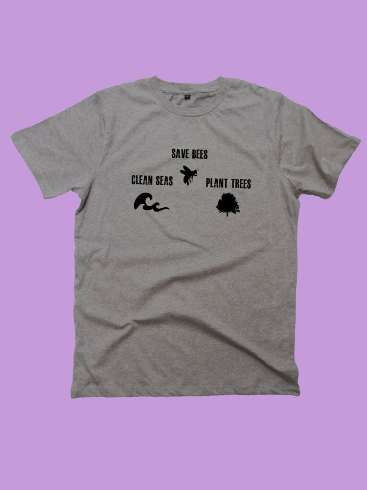 Save Bees, Plant trees, clean seas Organic Shirt