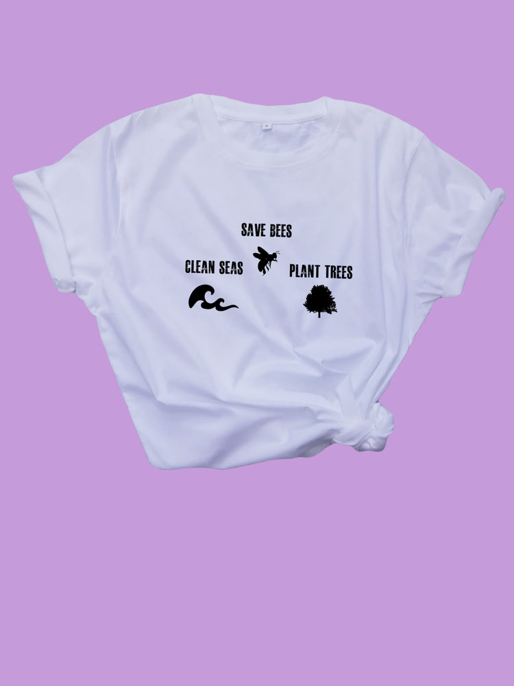 Save Bees, Plant trees, clean seas Organic Shirt