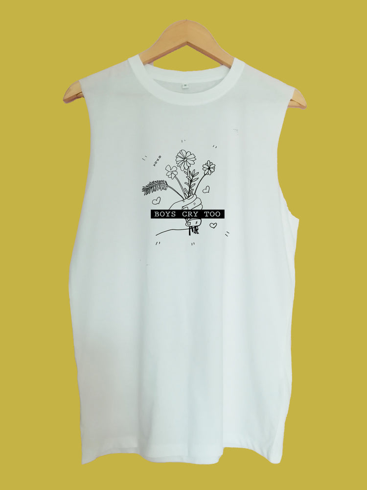 Boys cry too raw edge sleeveless Organic Shirt