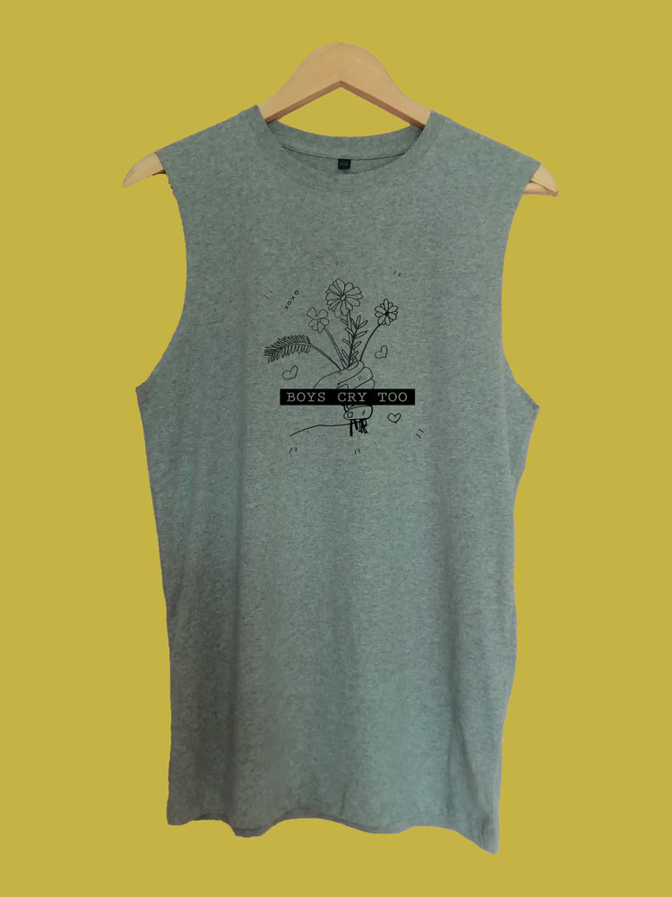 Boys cry too raw edge sleeveless Organic Shirt