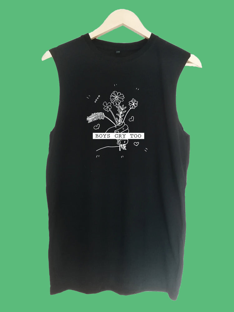 Boys cry too raw edge sleeveless Organic Shirt