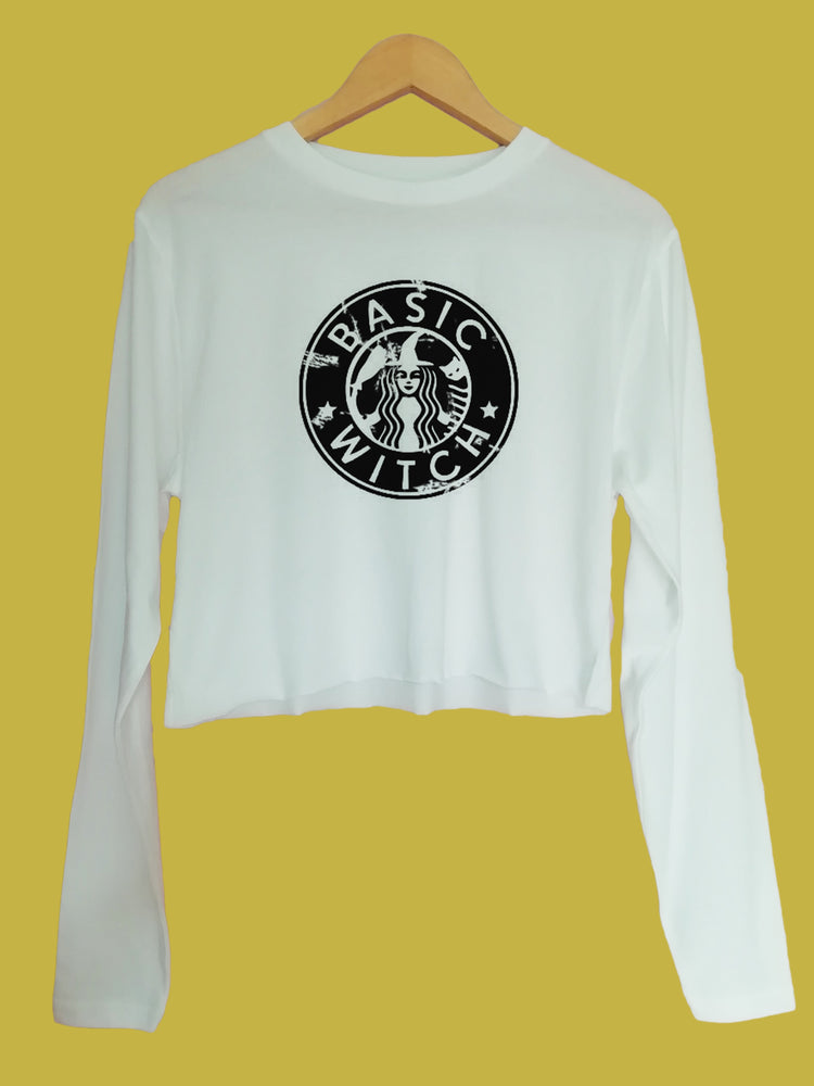 Basic Witch Organic Long Sleeve raw edge crop