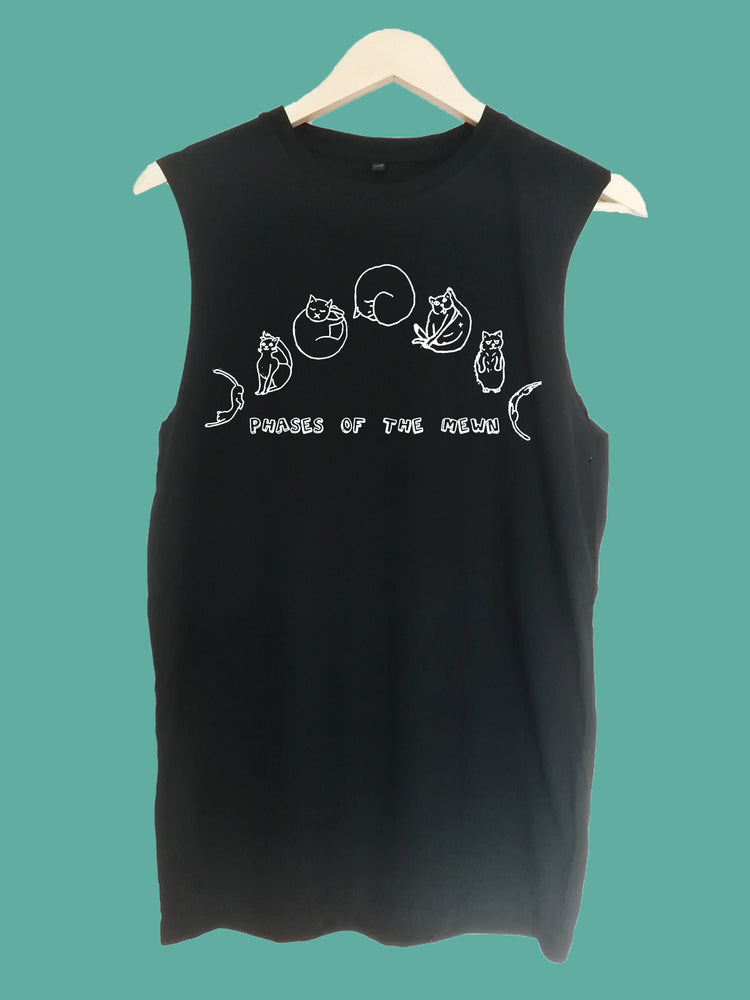 Phases of the mewn raw edge sleeveless Organic Shirt