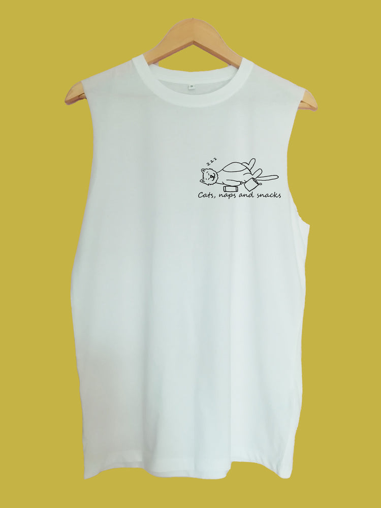 Cats naps and snacks raw edge sleeveless Organic Shirt
