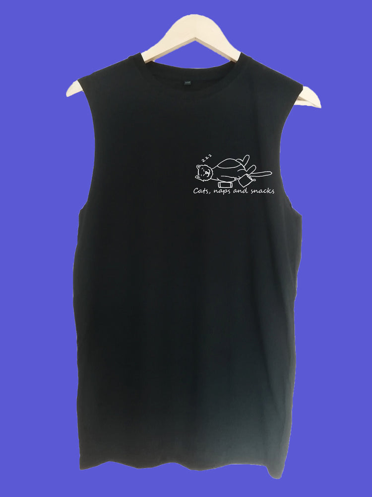 Cats naps and snacks raw edge sleeveless Organic Shirt