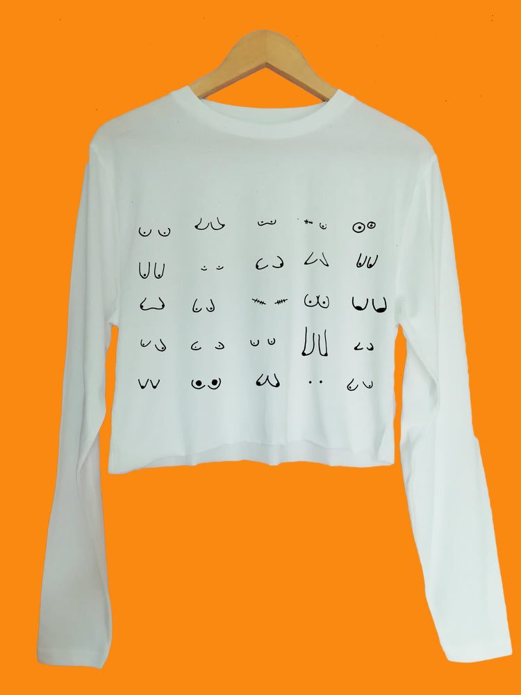 Boobs Organic Long Sleeve raw edge crop