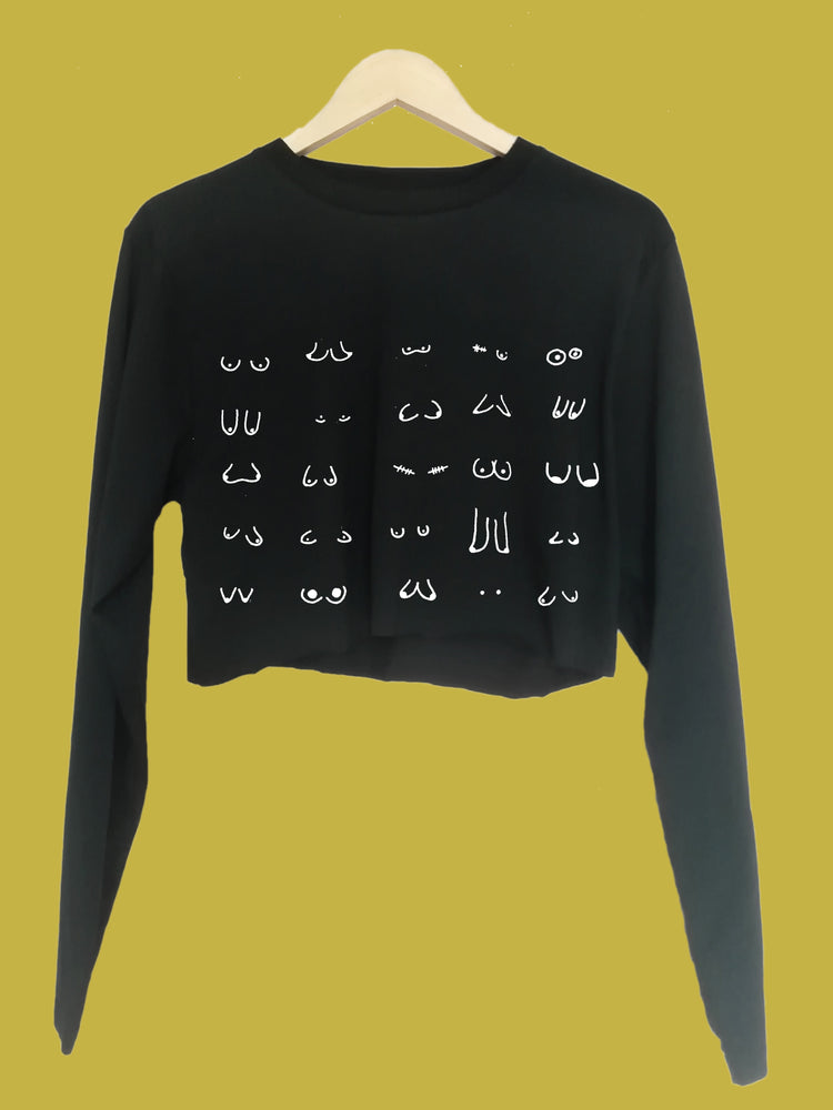 Boobs Organic Long Sleeve raw edge crop
