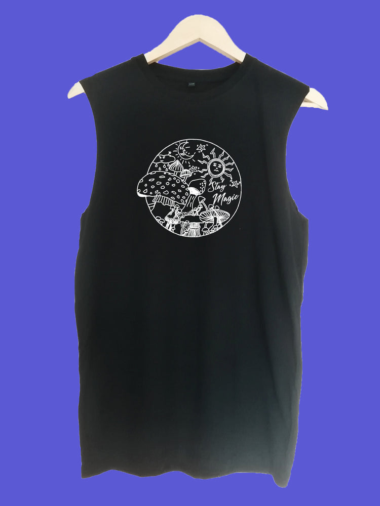 Stay magic raw edge sleeveless Organic Shirt