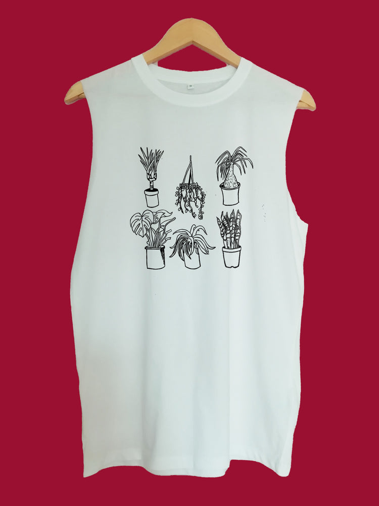 Houseplants raw edge sleeveless Organic Shirt