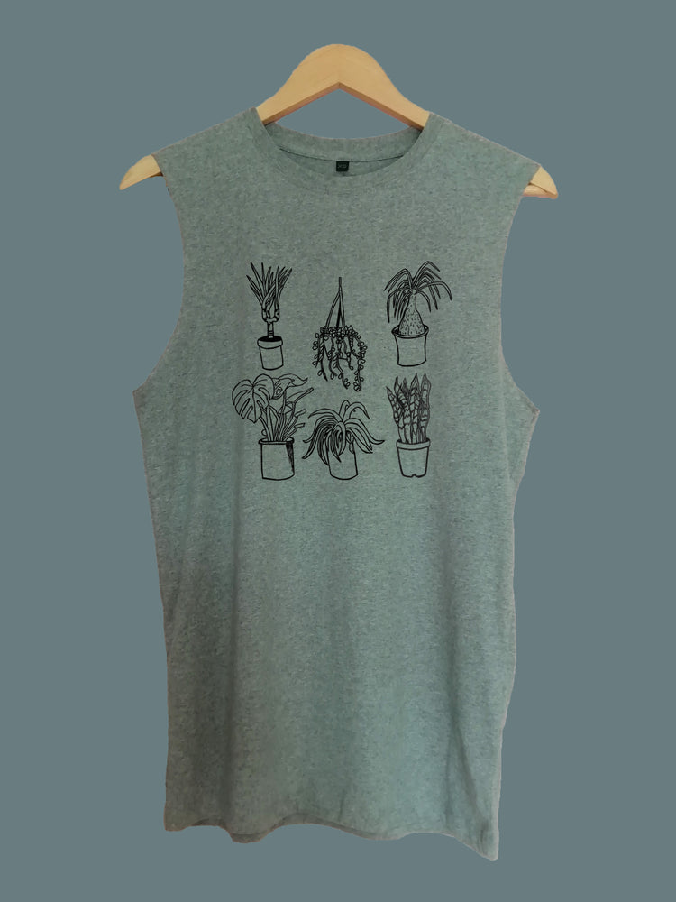 Houseplants raw edge sleeveless Organic Shirt