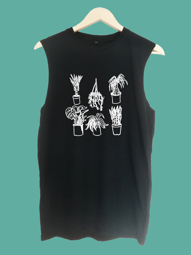 Houseplants raw edge sleeveless Organic Shirt