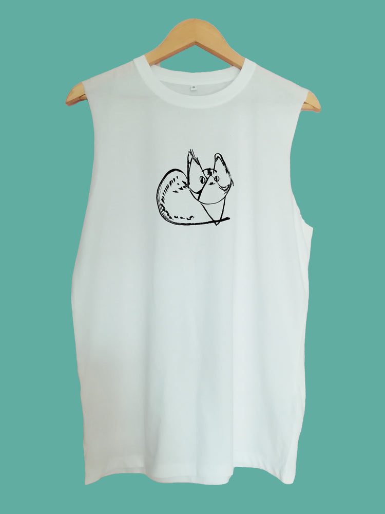 Derp Cat raw edge sleeveless Organic Shirt