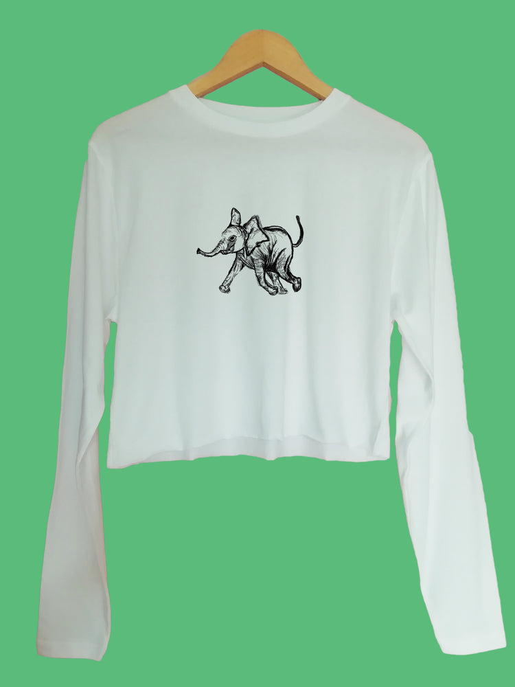 Baby Elephant Organic Long Sleeve raw edge crop