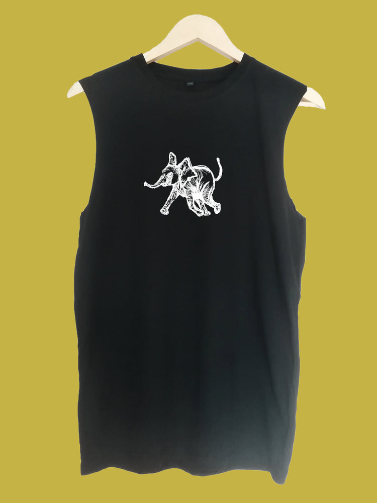 Baby Elephant raw edge sleeveless Organic Shirt
