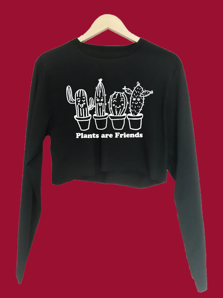 Plants are friends Organic Long Sleeve raw edge crop