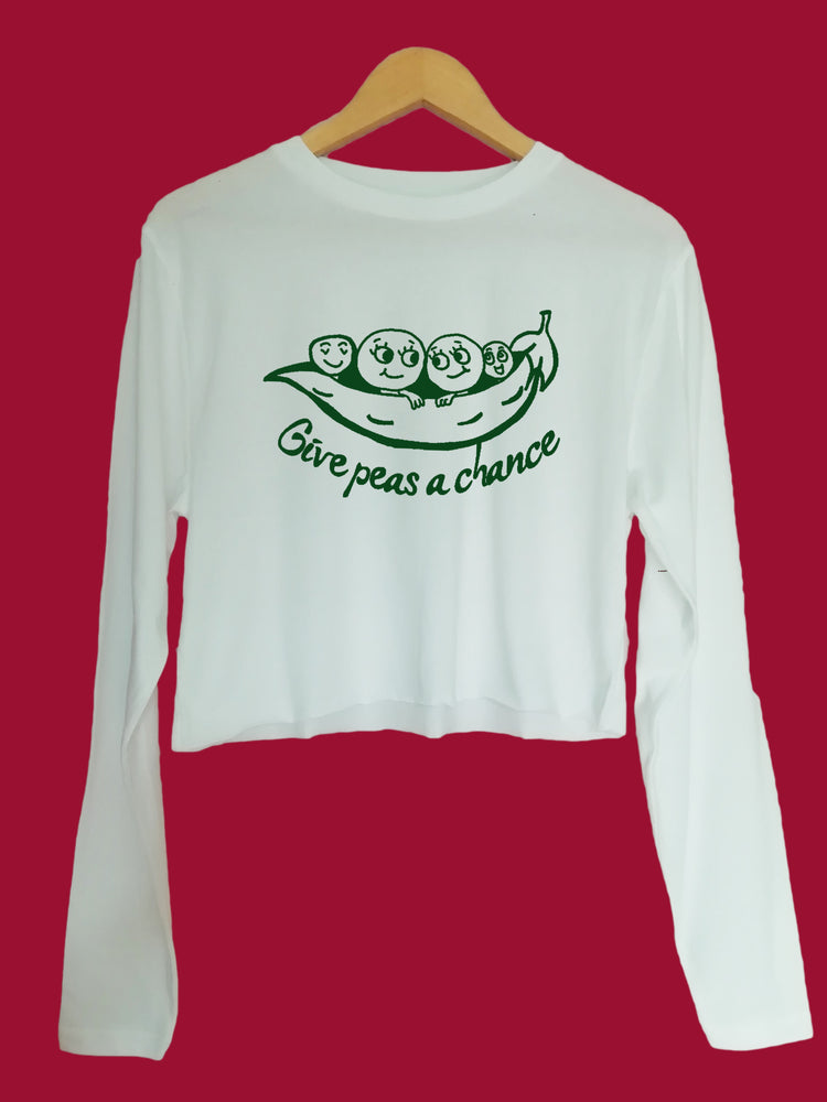 Give peas a chance Organic Long Sleeve raw edge crop