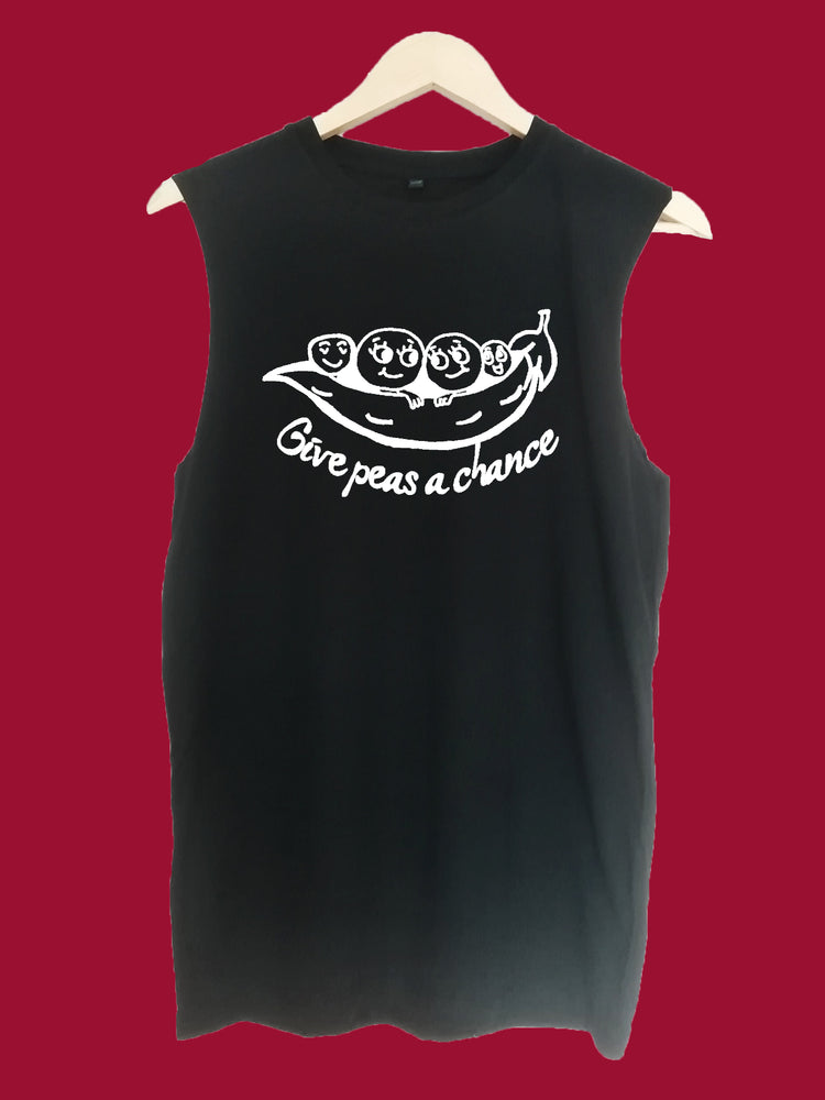 Give peas a chance raw edge sleeveless Organic Shirt