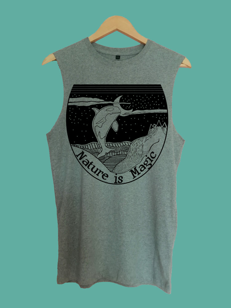 Nature is magic raw edge sleeveless Organic Shirt