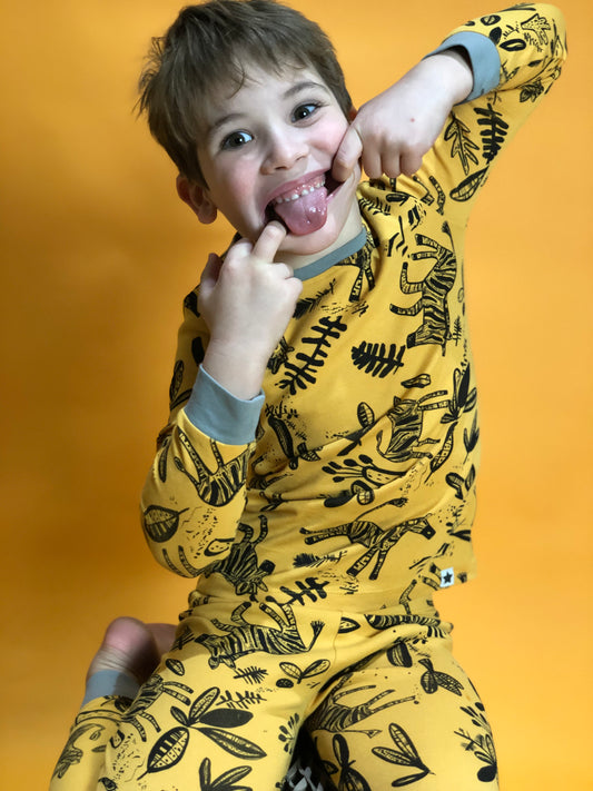 Organic Zebra PJs by Jammie Doodles - Yellow