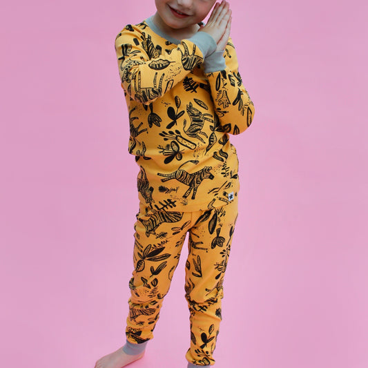 Organic Zebra PJs by Jammie Doodles - Yellow