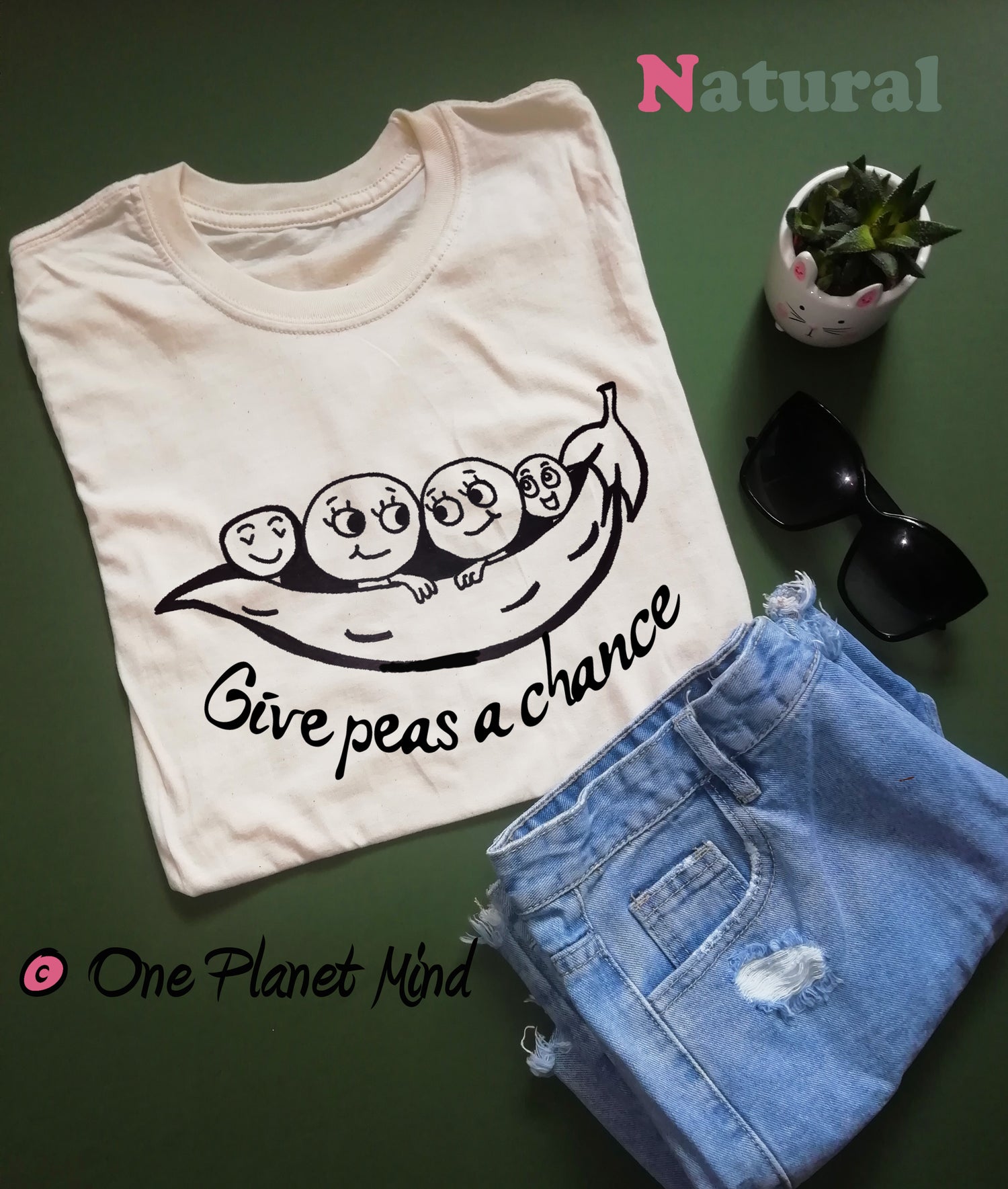Give peas a chance pun Eco T Shirt
