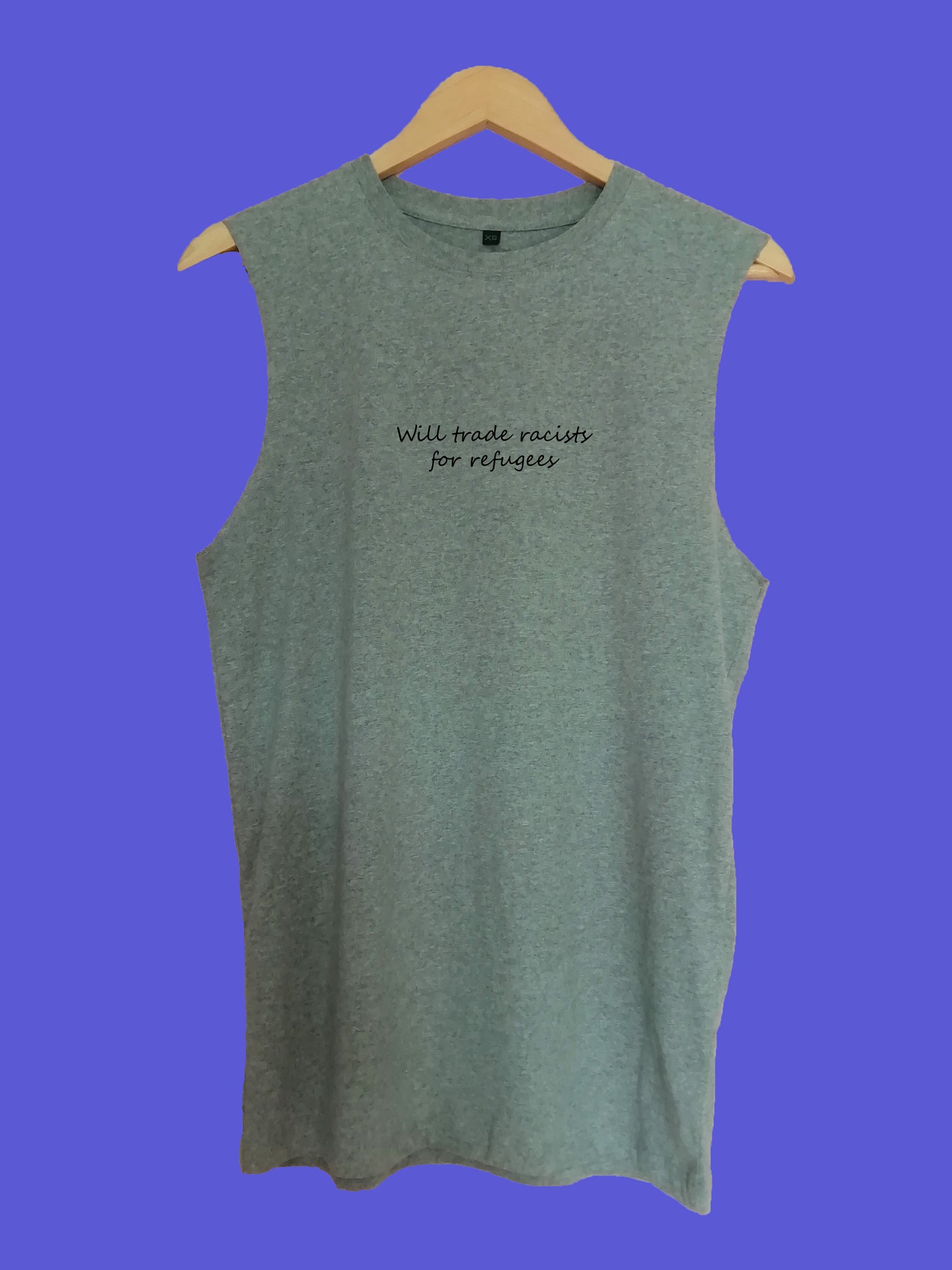 Will trade racists for refugees raw edge sleeveless Organic Shirt