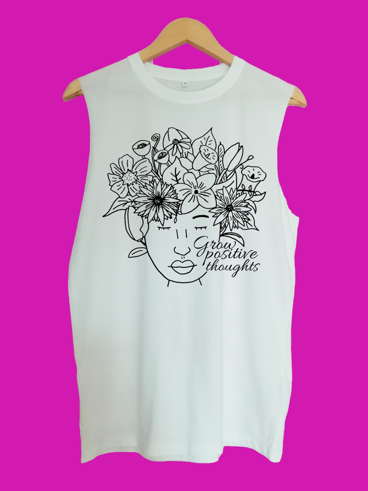 Grow positive thoughts raw edge sleeveless Organic Shirt
