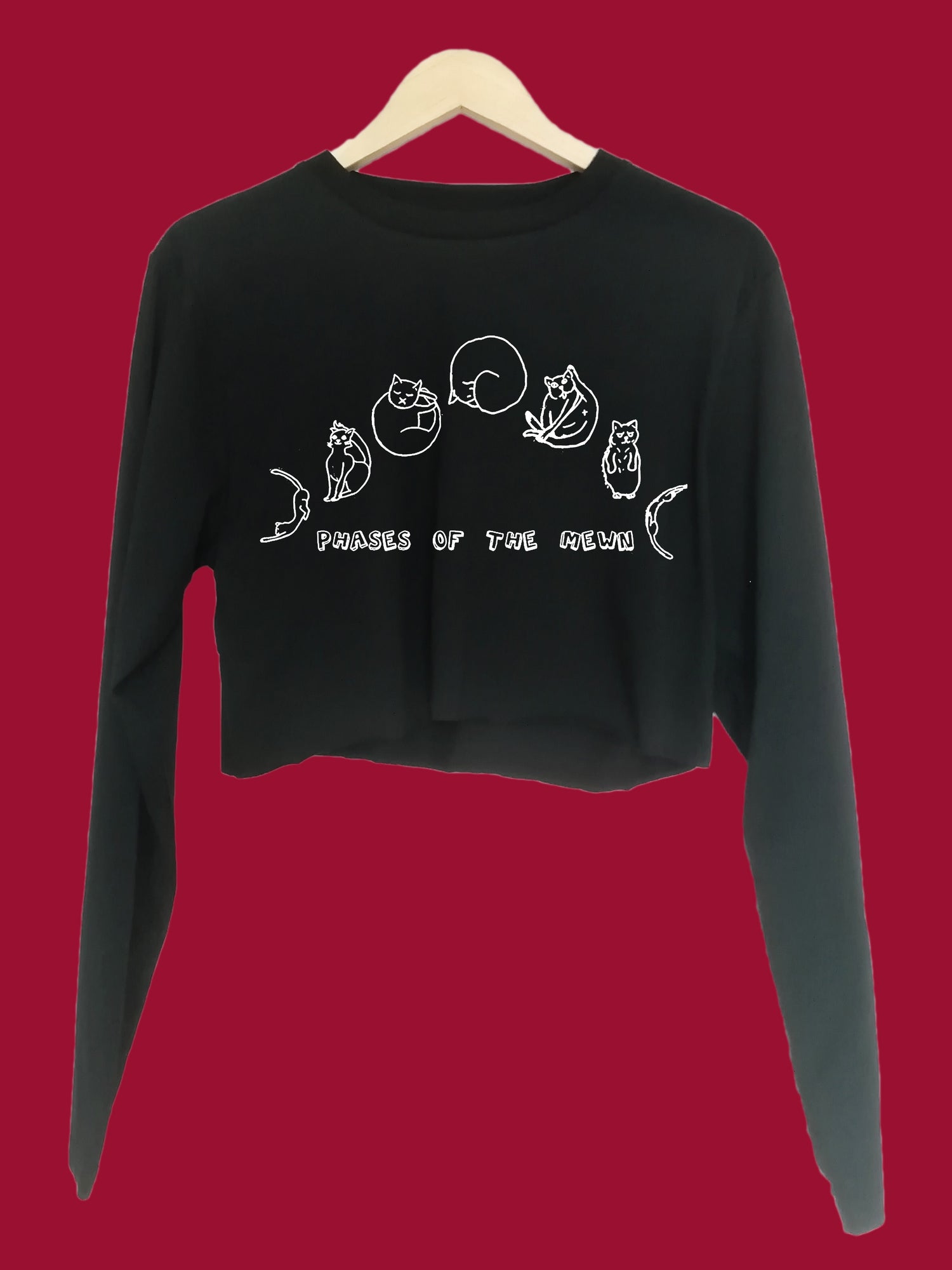 Phases of the Mewn Organic Long Sleeve raw edge crop