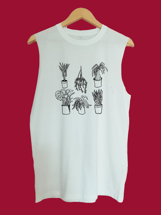 Houseplants raw edge sleeveless Organic Shirt
