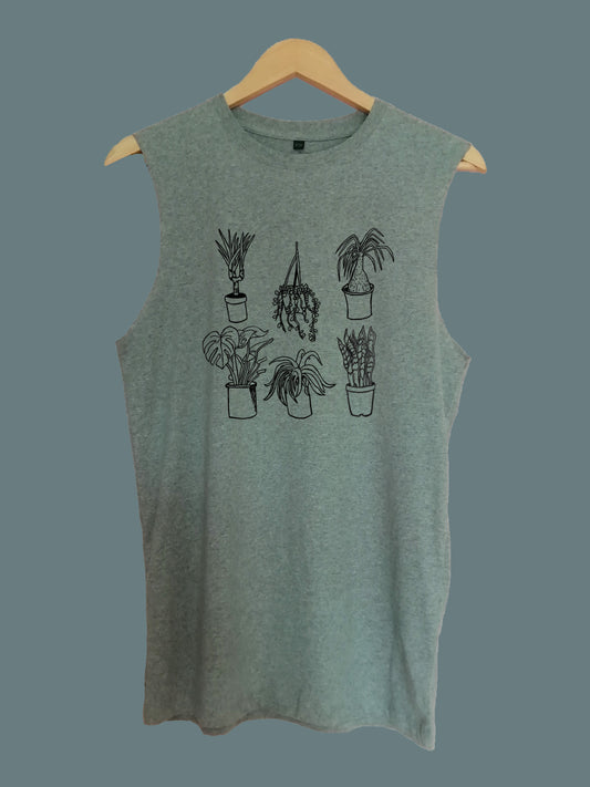 Houseplants raw edge sleeveless Organic Shirt