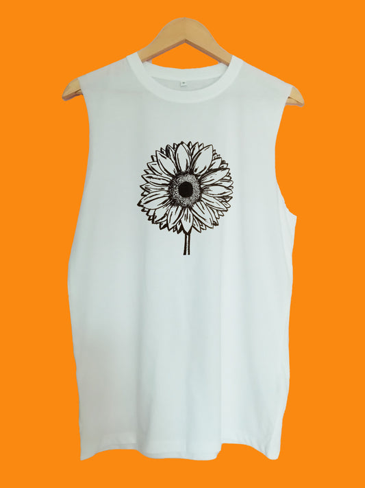 Sunflowers raw edge sleeveless Organic Shirt