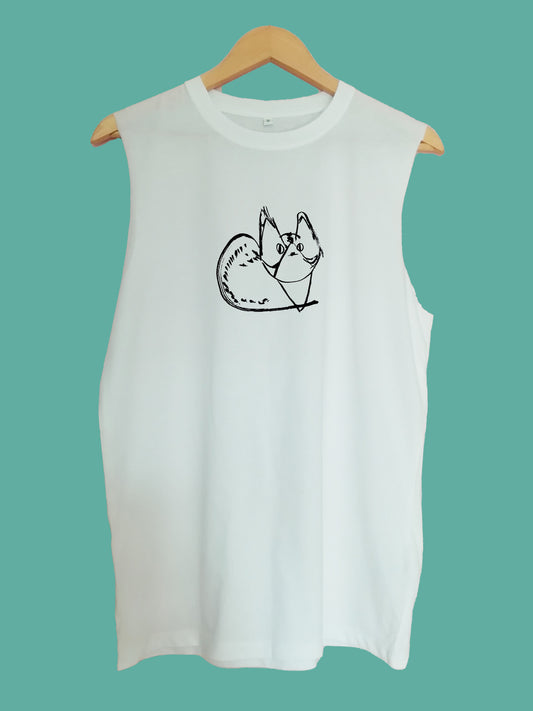 Derp Cat raw edge sleeveless Organic Shirt