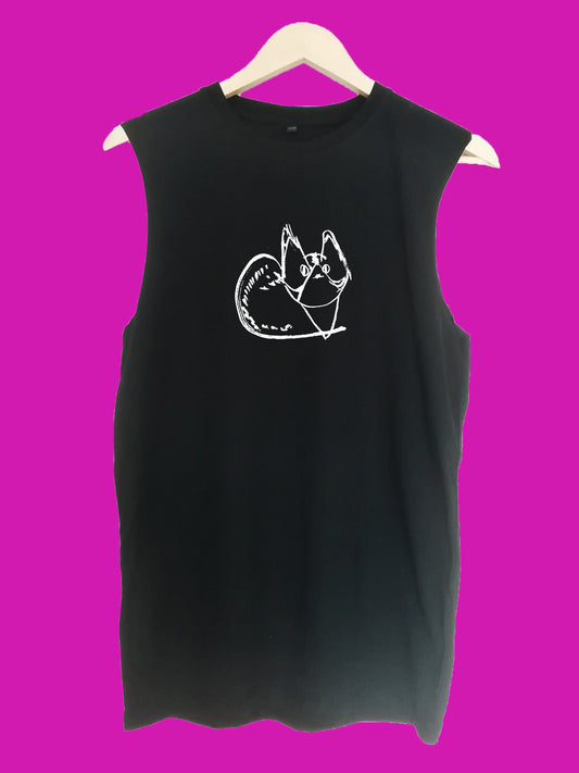 Derp Cat raw edge sleeveless Organic Shirt