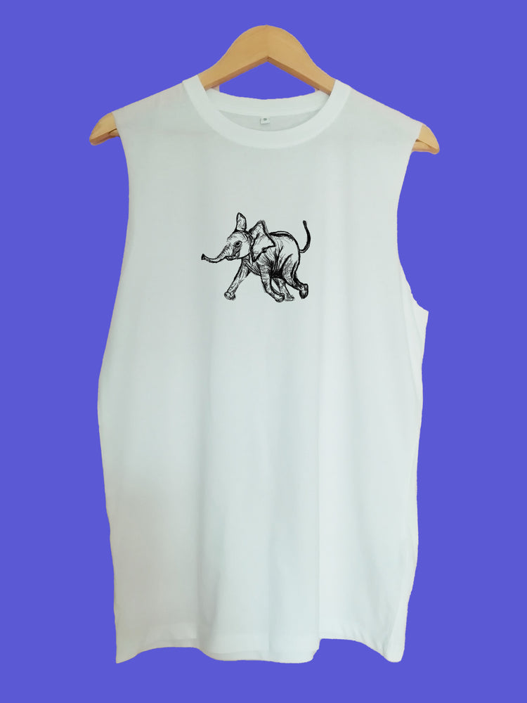 Baby Elephant raw edge sleeveless Organic Shirt