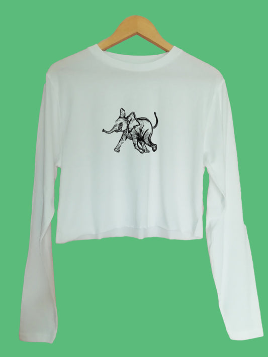Baby Elephant Organic Long Sleeve raw edge crop