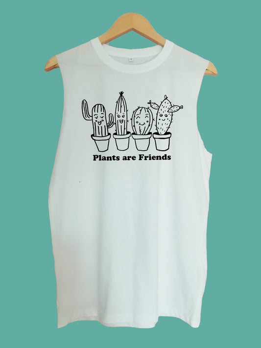 Plants are friends raw edge sleeveless Organic Shirt