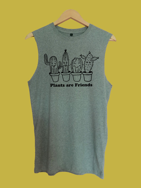 Plants are friends raw edge sleeveless Organic Shirt