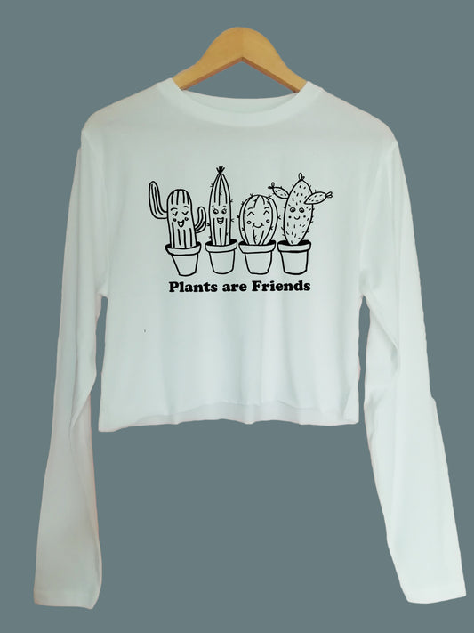 Plants are friends Organic Long Sleeve raw edge crop