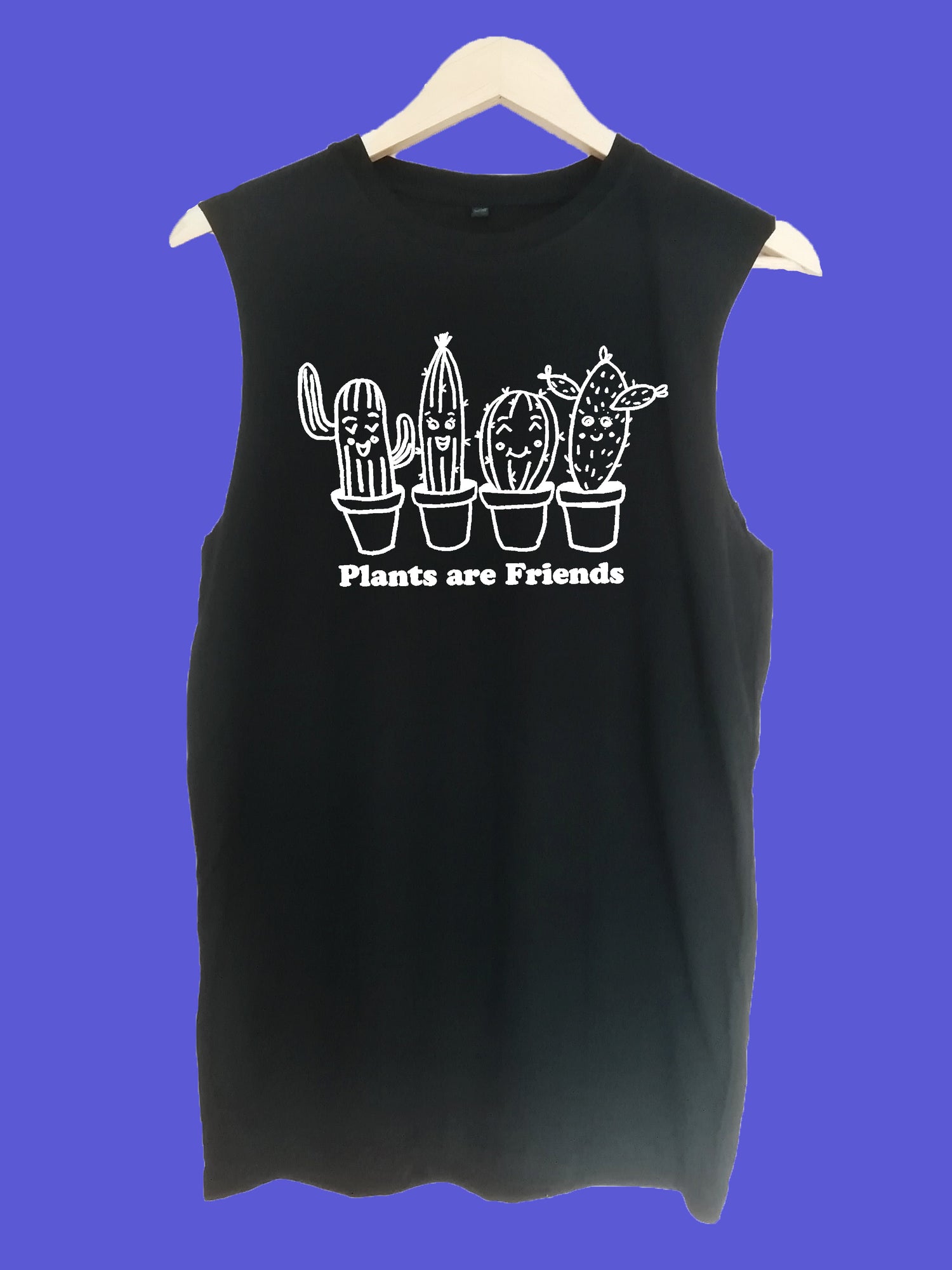 Plants are friends raw edge sleeveless Organic Shirt