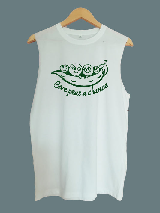 Give peas a chance raw edge sleeveless Organic Shirt