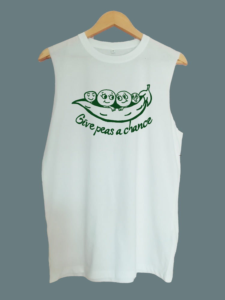 Give peas a chance raw edge sleeveless Organic Shirt