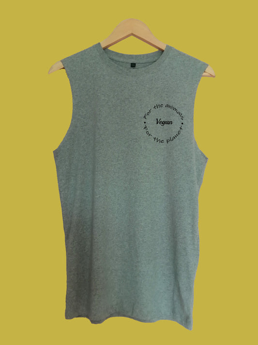 Vegan for the planet and animals raw edge sleeveless Organic Shirt