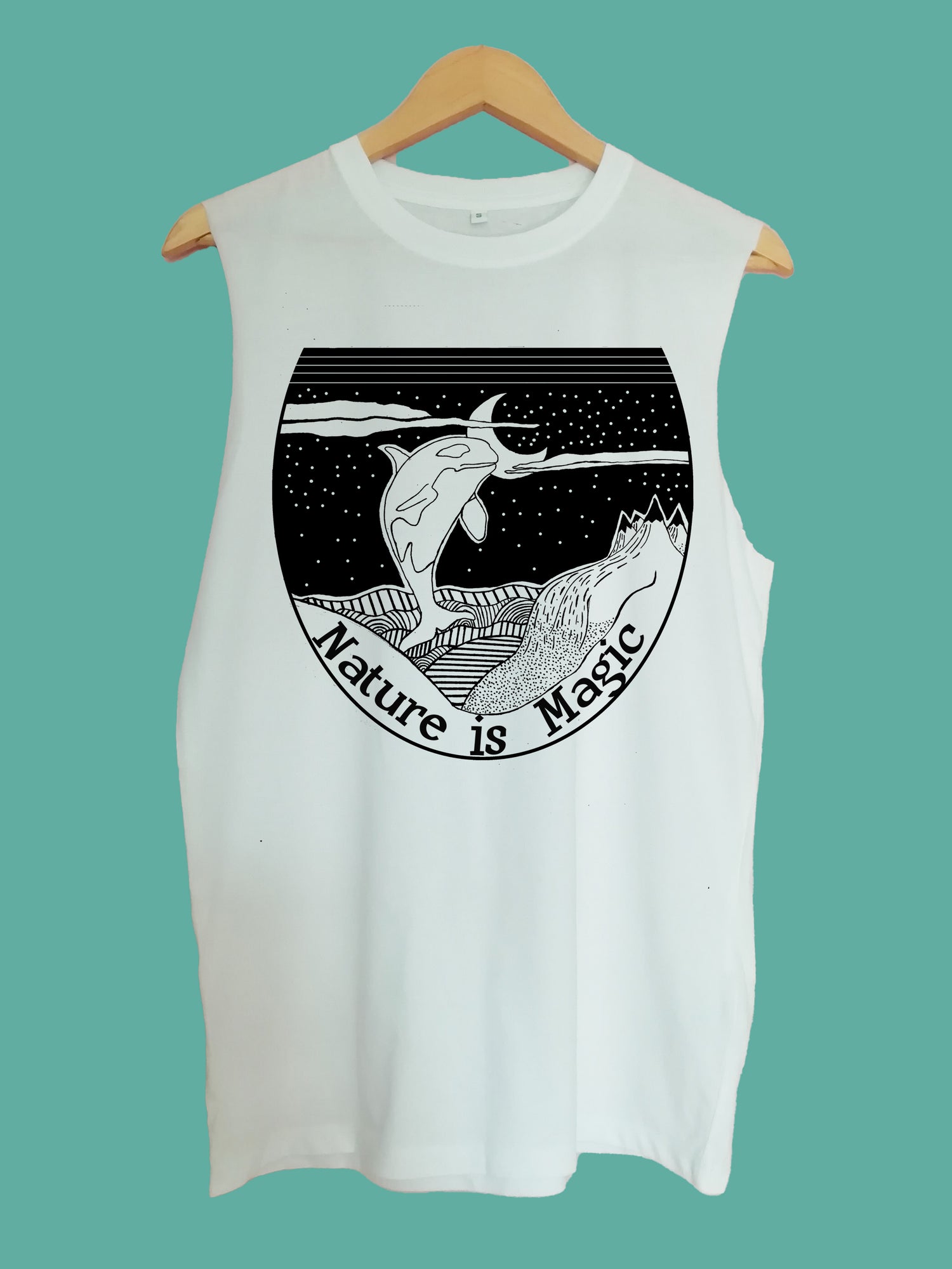 Nature is magic raw edge sleeveless Organic Shirt