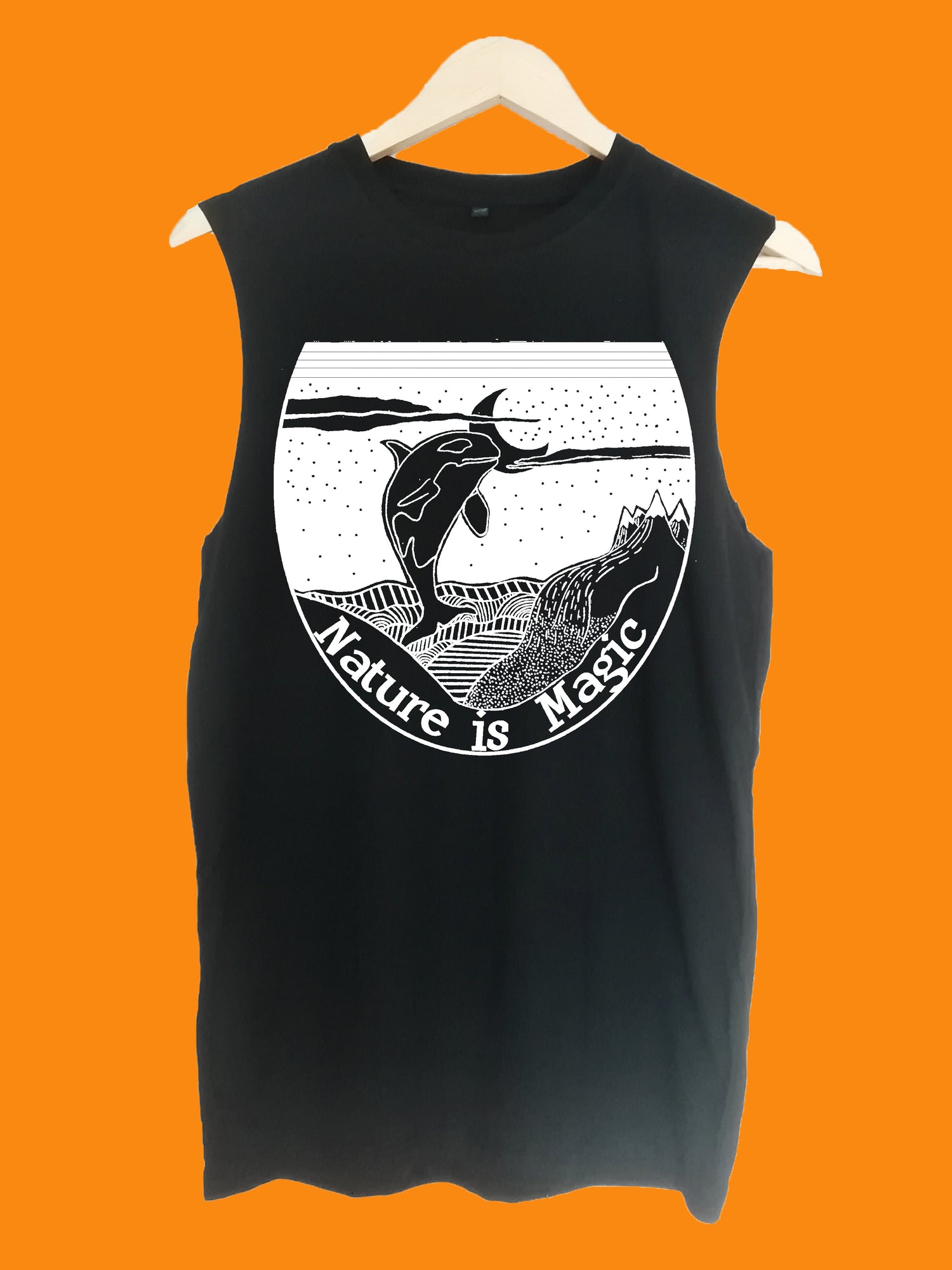 Nature is magic raw edge sleeveless Organic Shirt