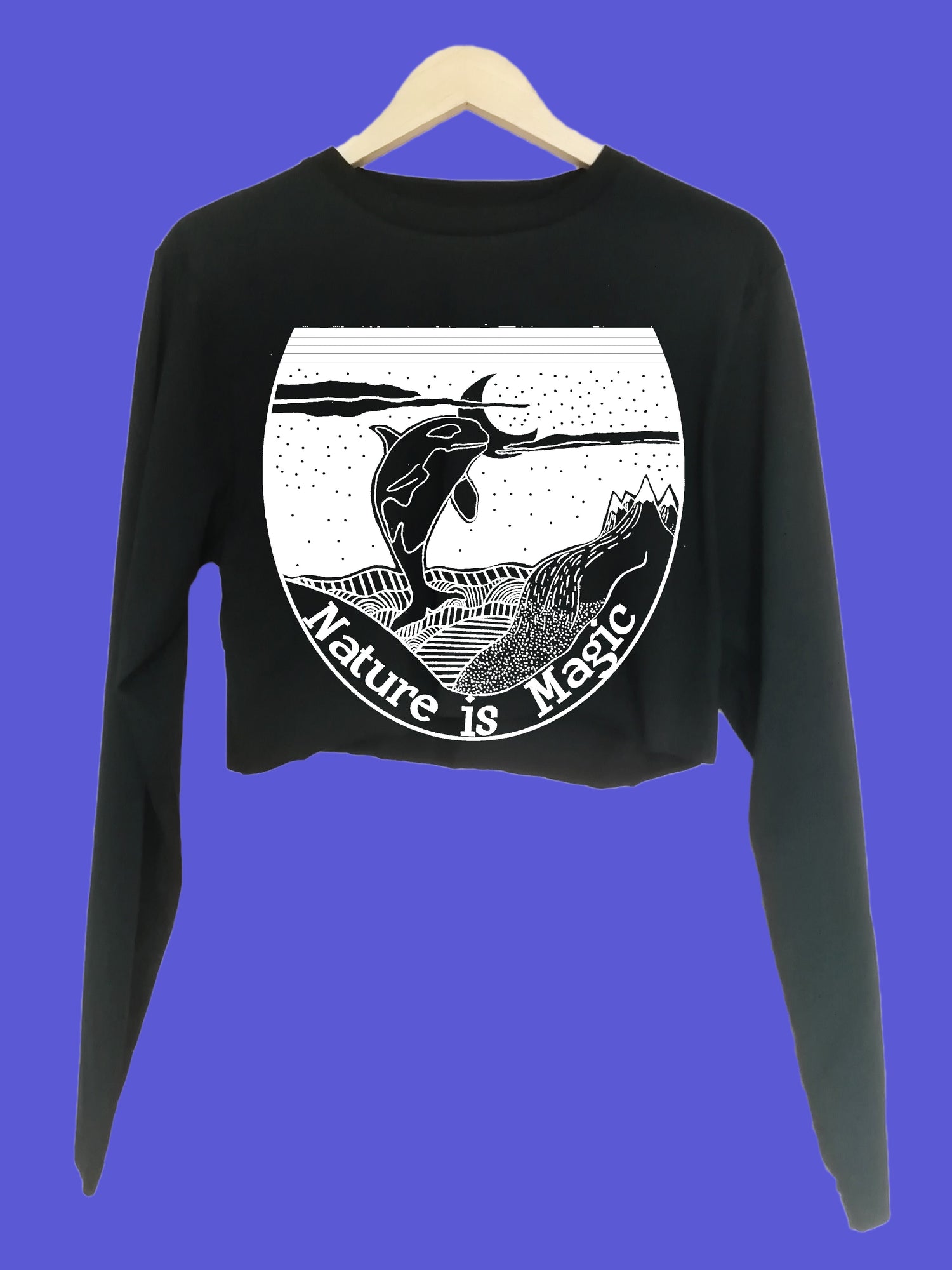 Nature is magic Organic Long Sleeve raw edge crop