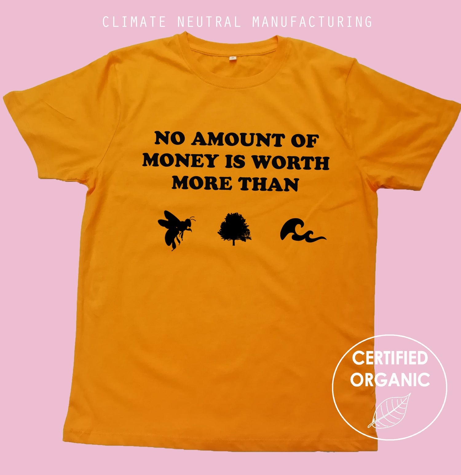 No Money is worth more than bees, trees and seas Organic T Shirt